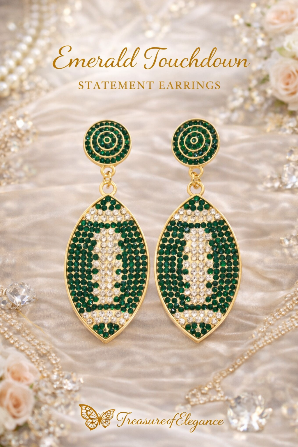 Emerald Green Touchdown Statement Earrings