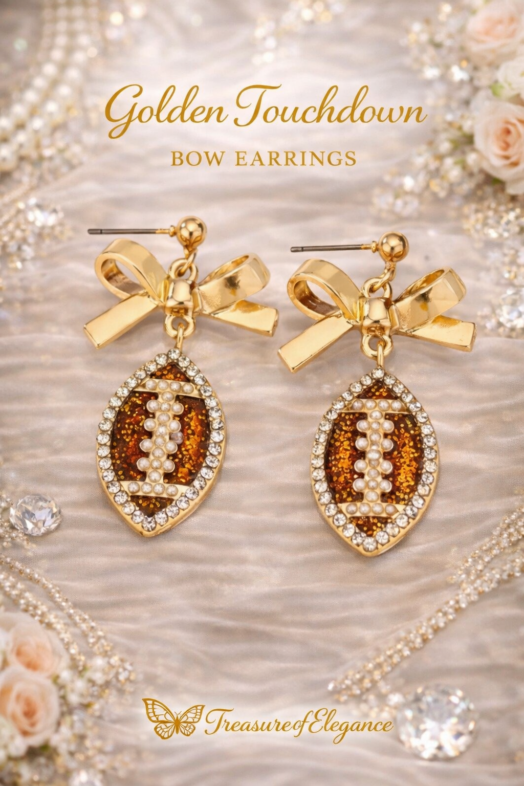 Golden Touchdown Bow Earrings