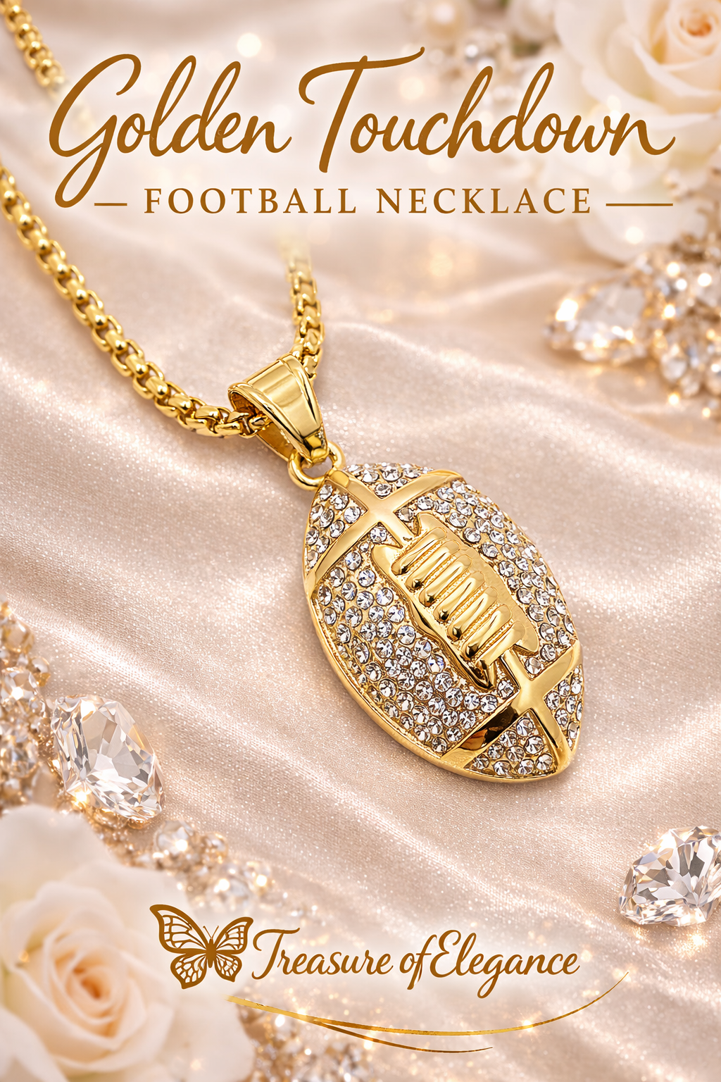 Golden Touchdown Football Necklace