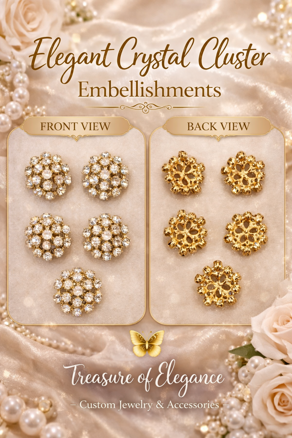 Elegant Crystal Cluster Embellishments