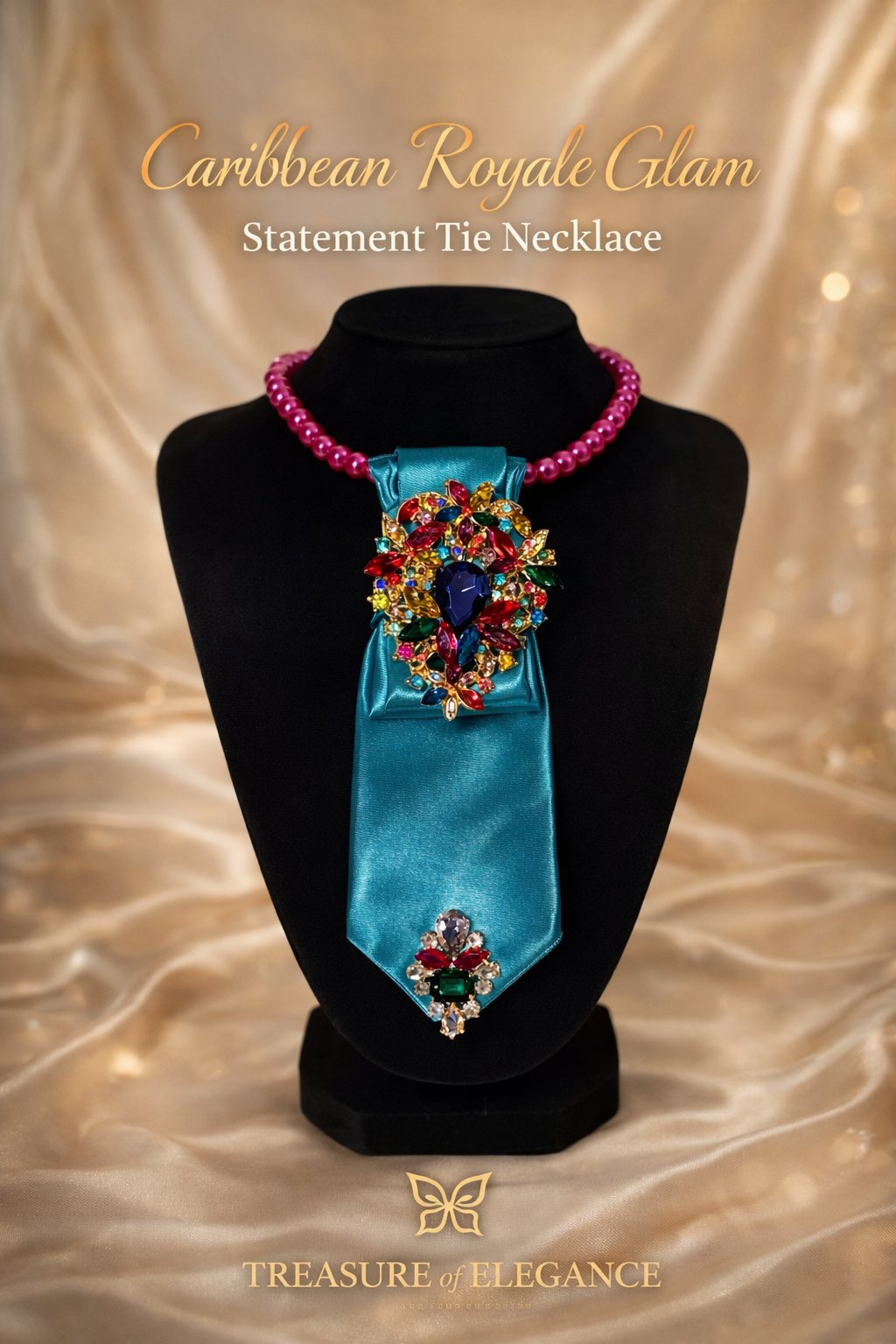 💎 Caribbean Royale Glam Statement Tie Necklace
