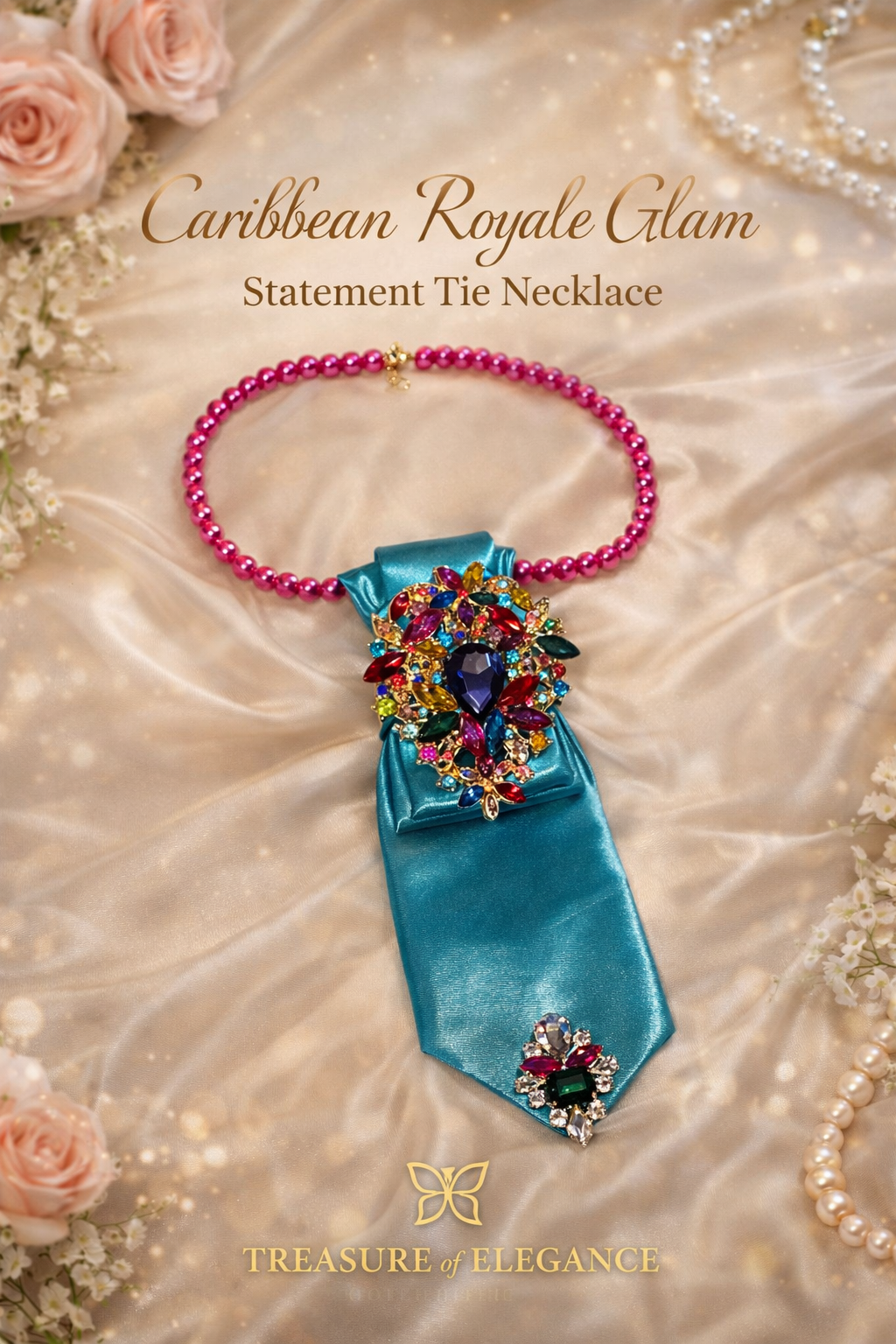 💎 Caribbean Royale Glam Statement Tie Necklace