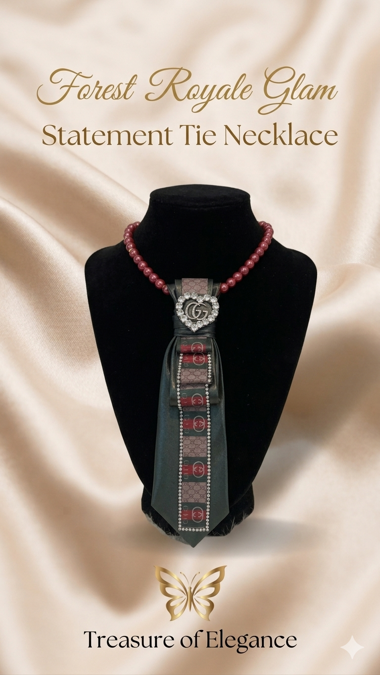 💎 Forest Royale Glam Statement Tie Necklace