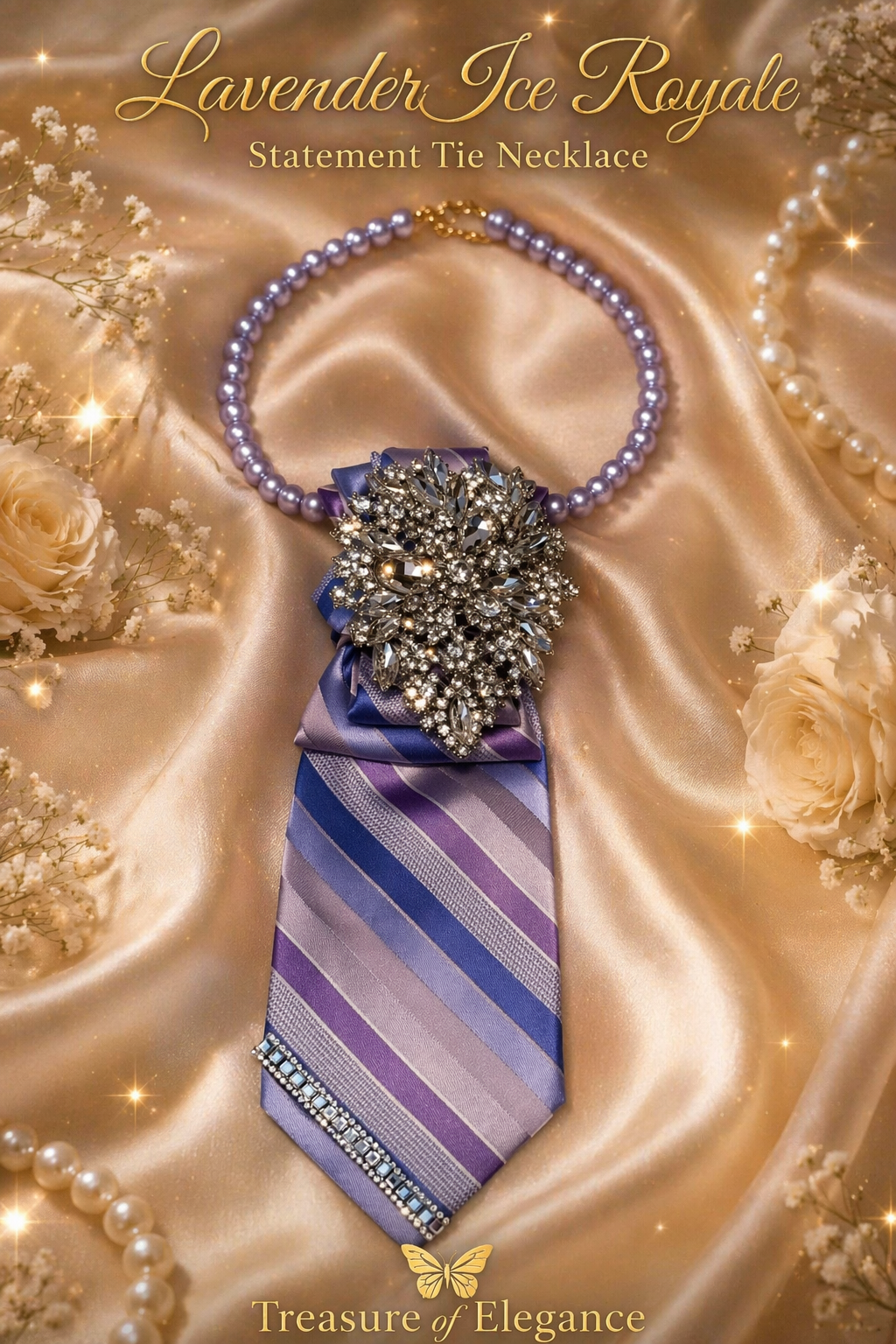 Lavender Ice Royale Statement Tie Necklace