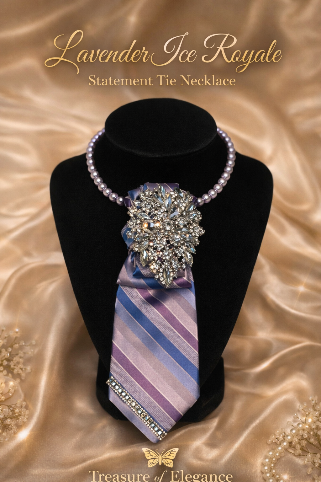 Lavender Ice Royale Statement Tie Necklace