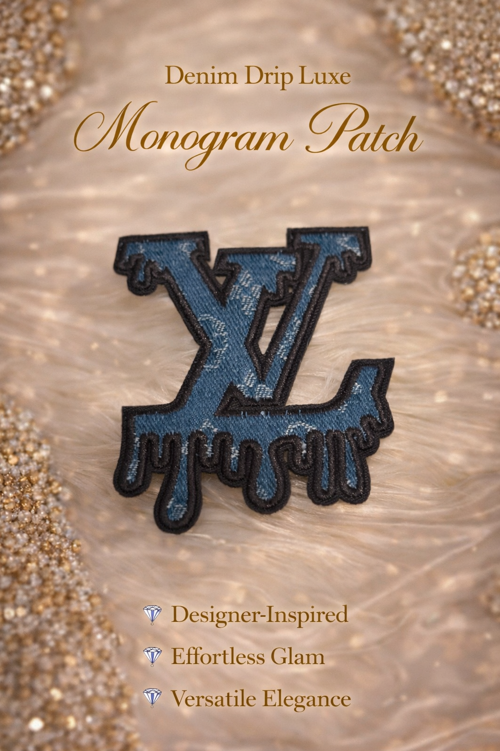 Denim Drip Luxe Monogram Patch
