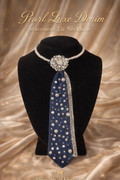 Pearl Luxe Denim Statement Tie Necklace
