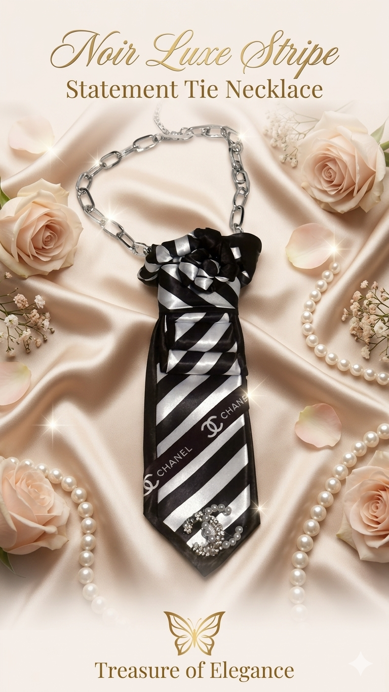 Noir Luxe Striped Statement Necklace