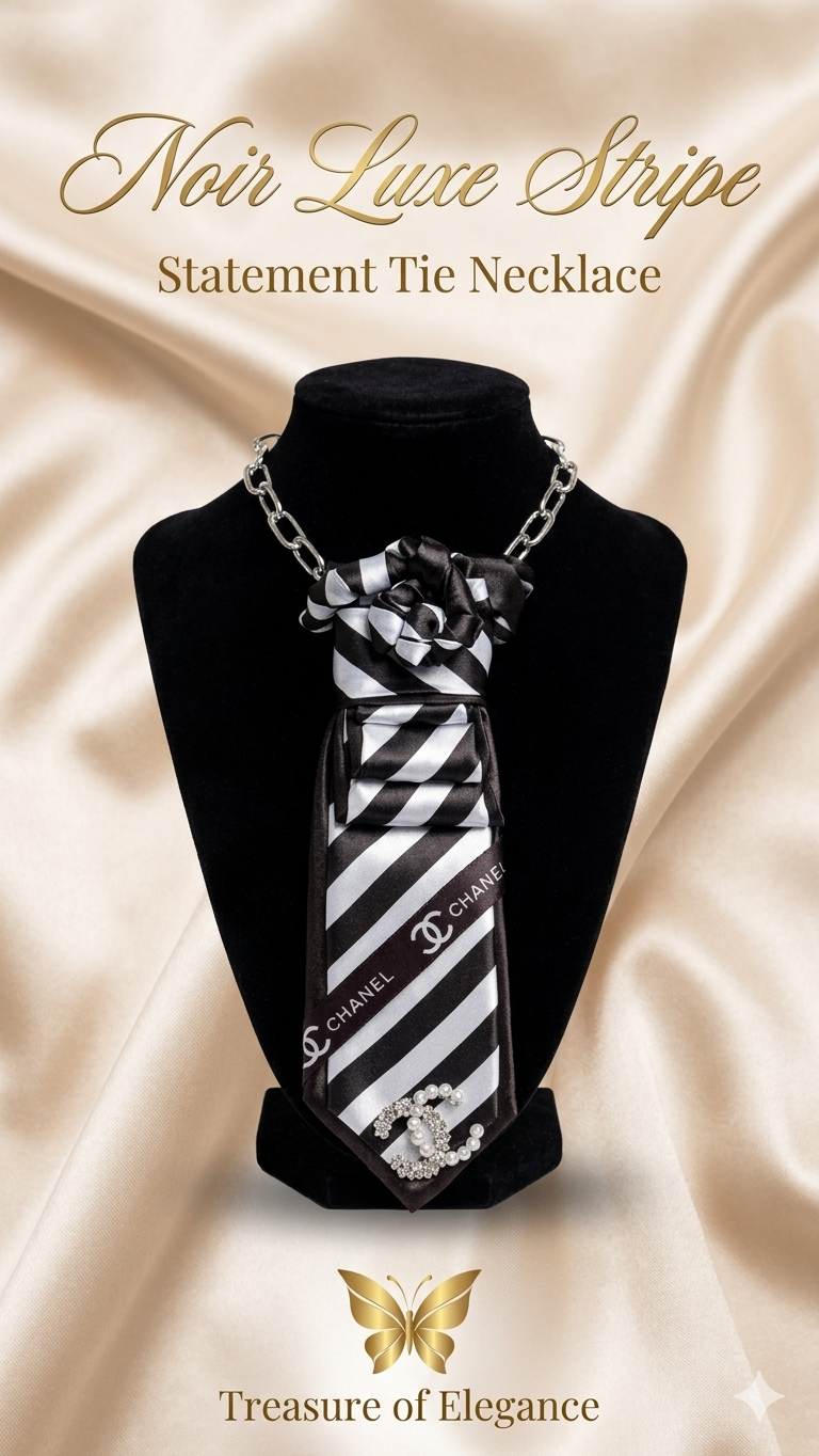 Noir Luxe Striped Statement Necklace