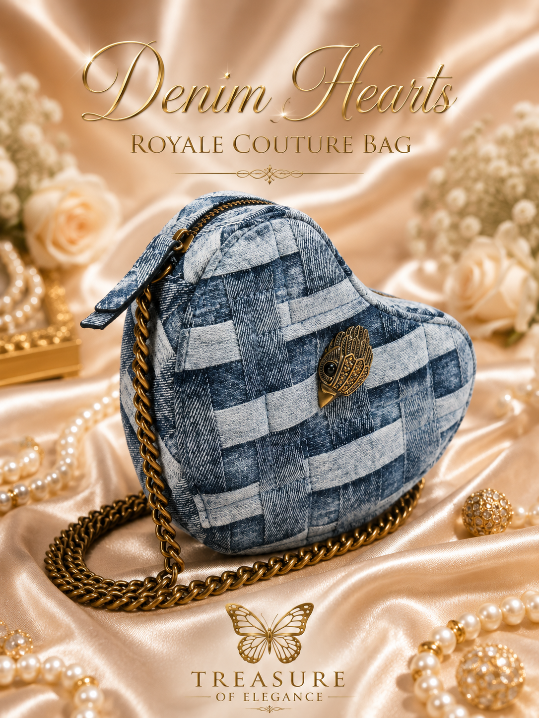 ✨ Denim Hearts Royale Couture Bag