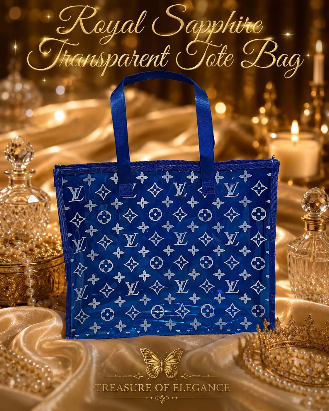 Royal Sapphire Transparent Tote Bag