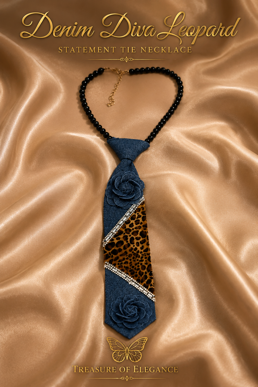 Denim Diva Leopard Statement Necklace