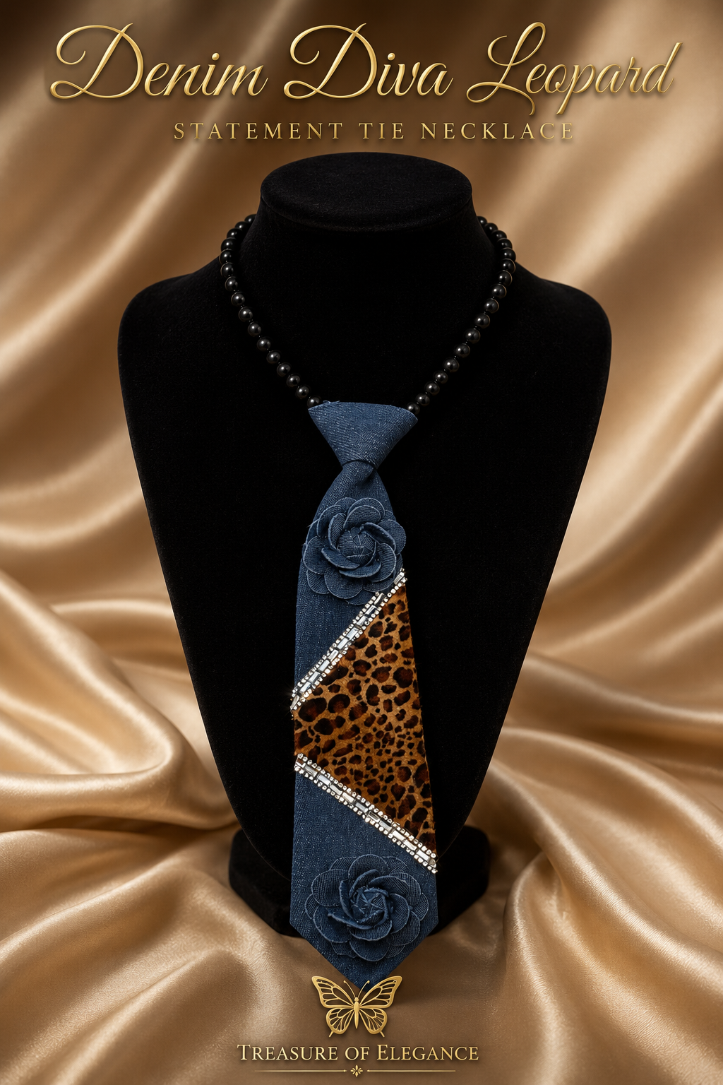 Denim Diva Leopard Statement Necklace