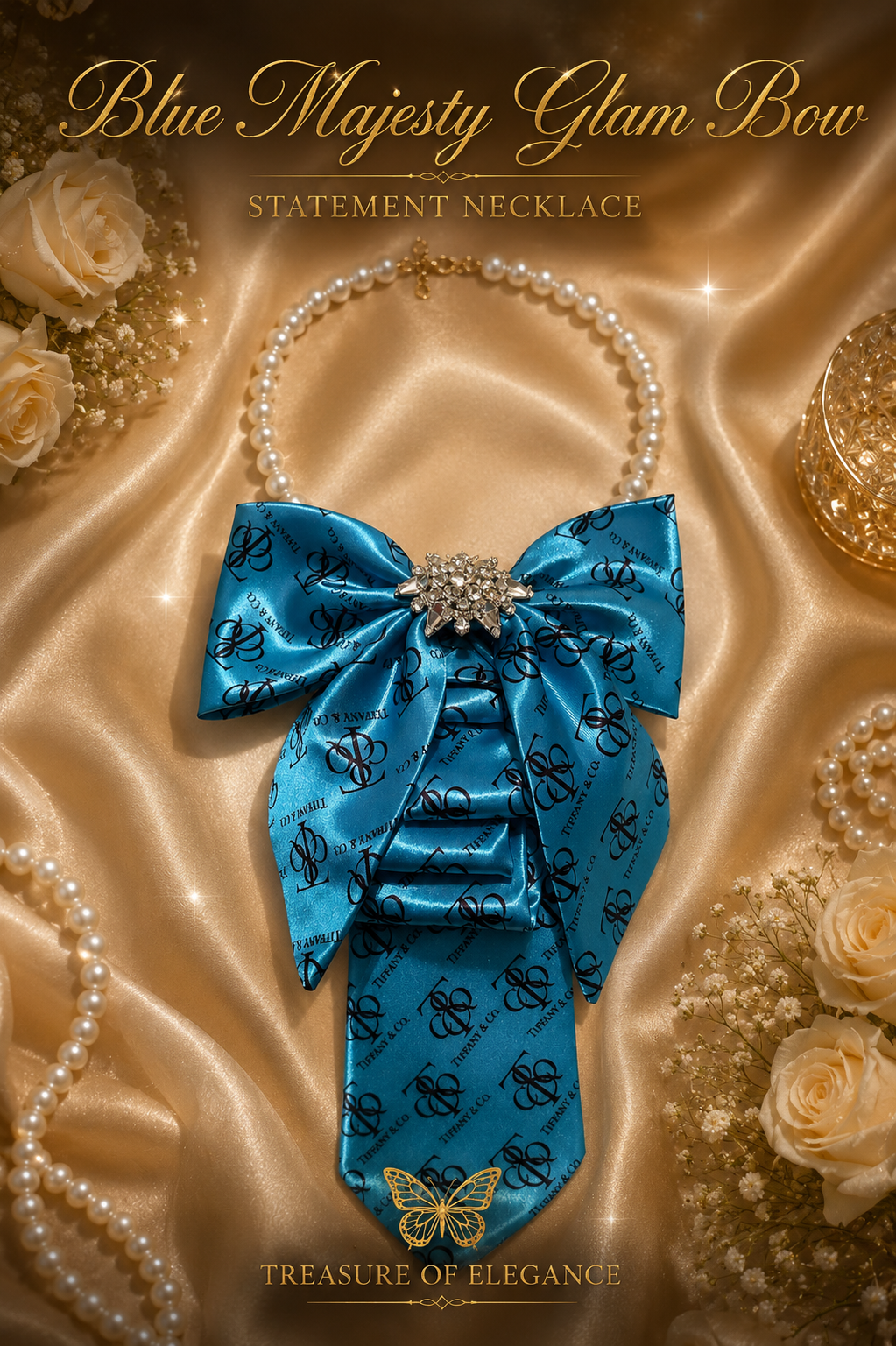 Blue Majesty Glam Bow Statement Necklace