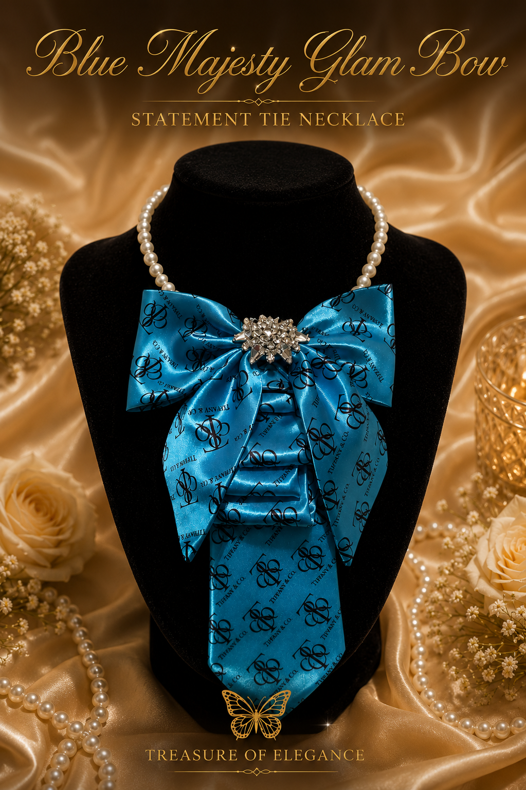 Blue Majesty Glam Bow Statement Necklace