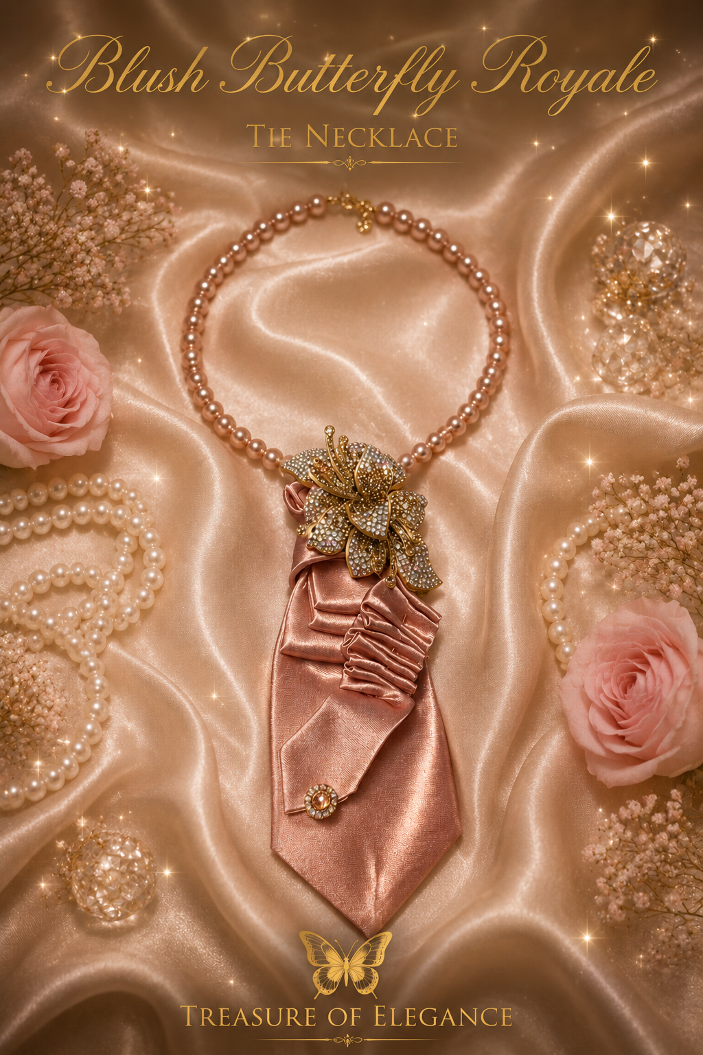 Blush Butterfly Royale Tie Necklace