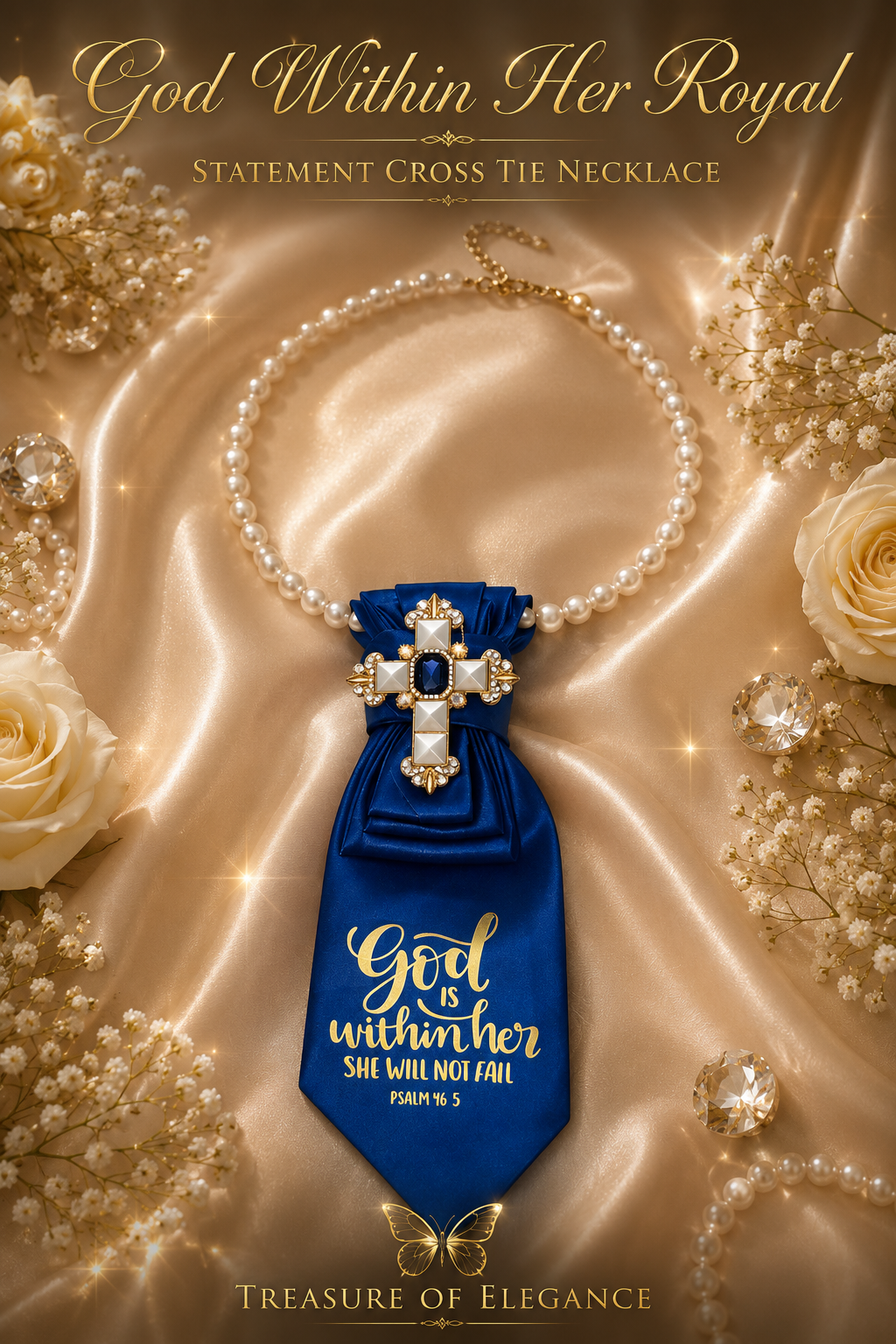 God Within Her Royal – Statement Cross Tie Necklace