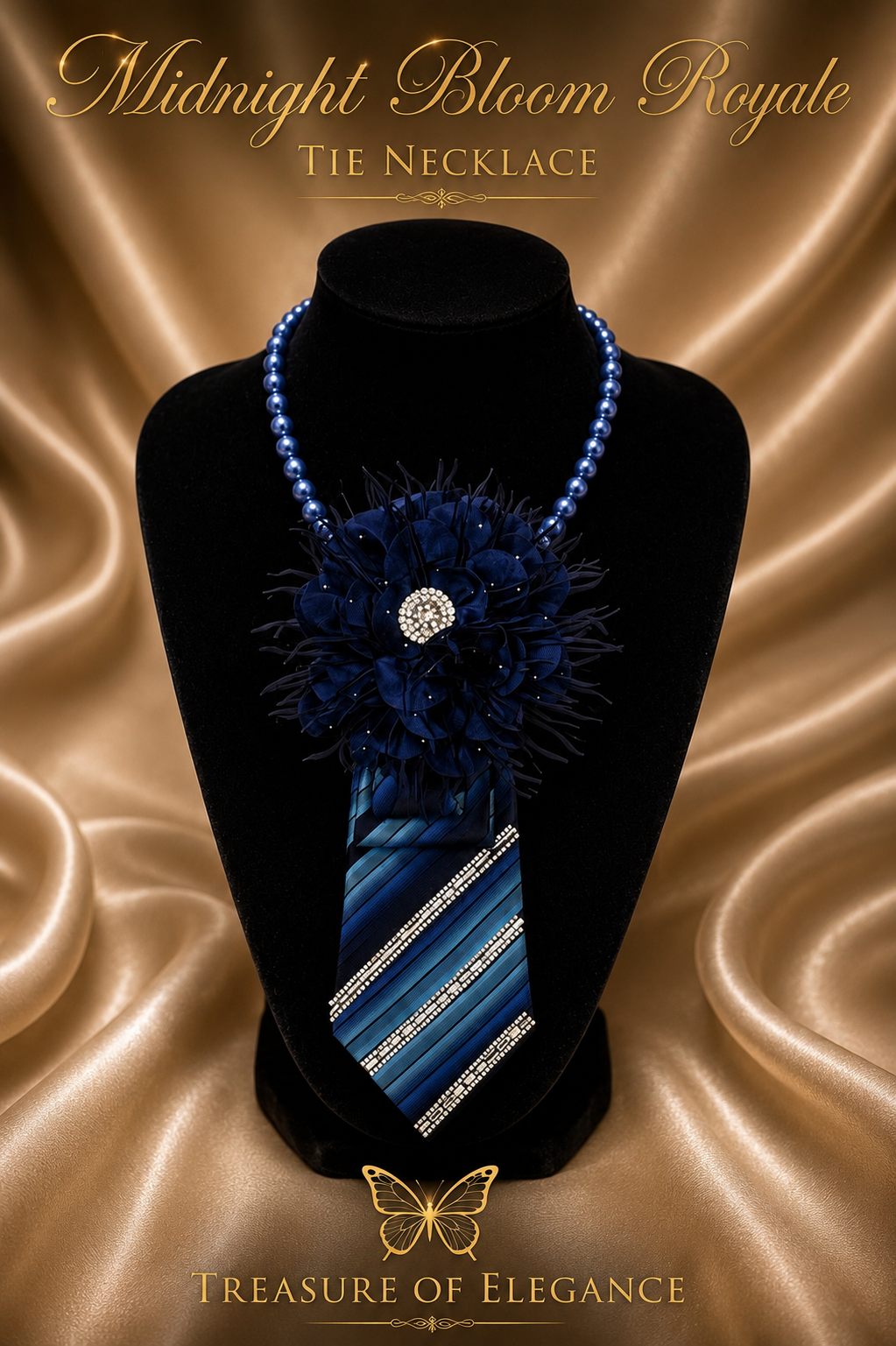 Midnight Bloom Royale – Tie Necklace