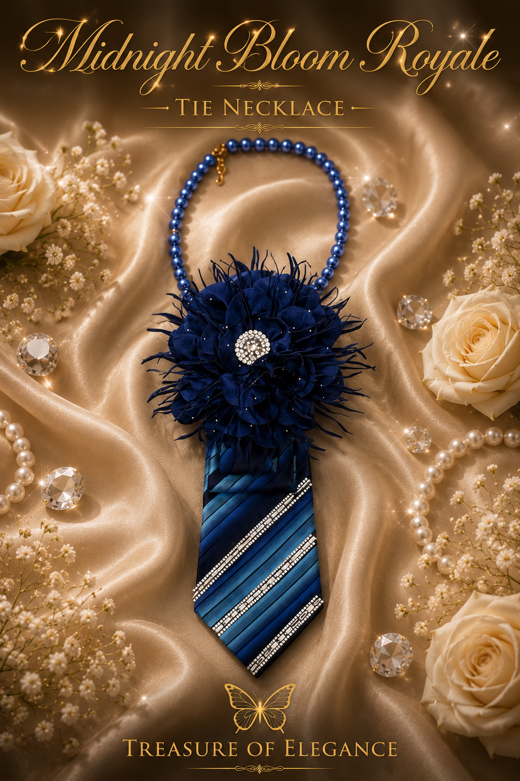 Midnight Bloom Royale – Tie Necklace