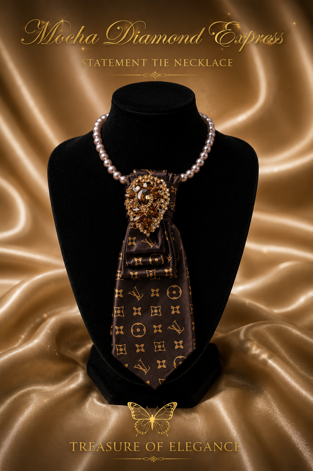 Mocha Diamond Express – Statement Tie Necklace