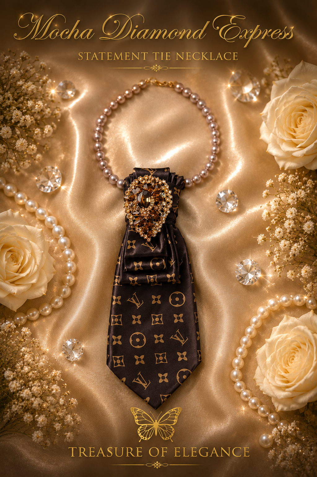 Mocha Diamond Express – Statement Tie Necklace