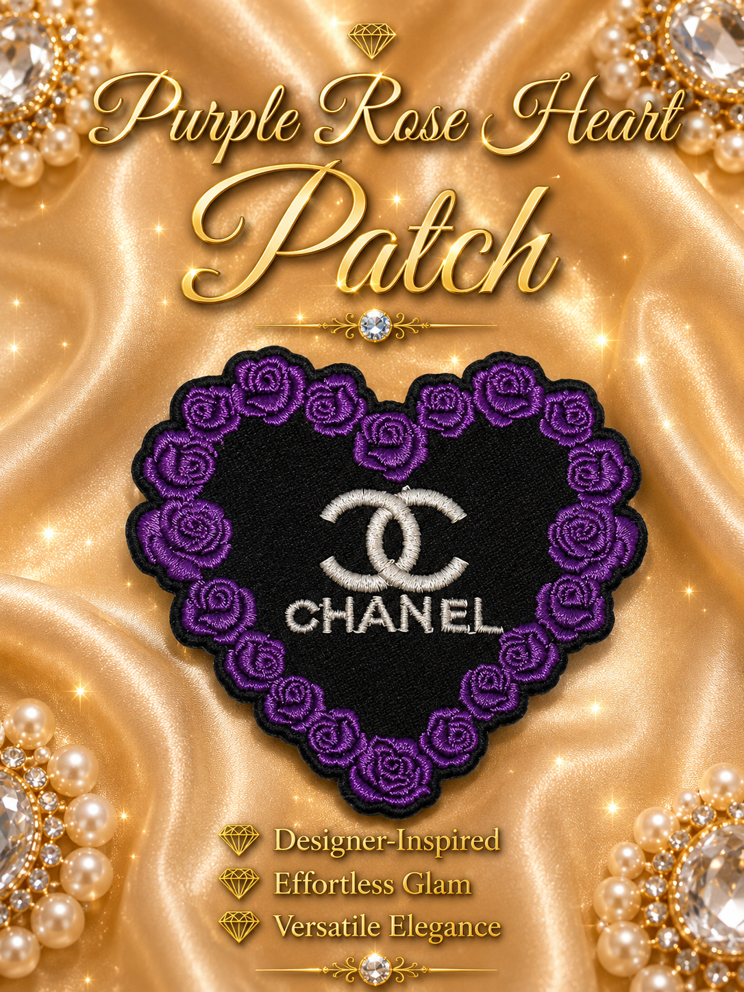 Purple Rose Heart Patch