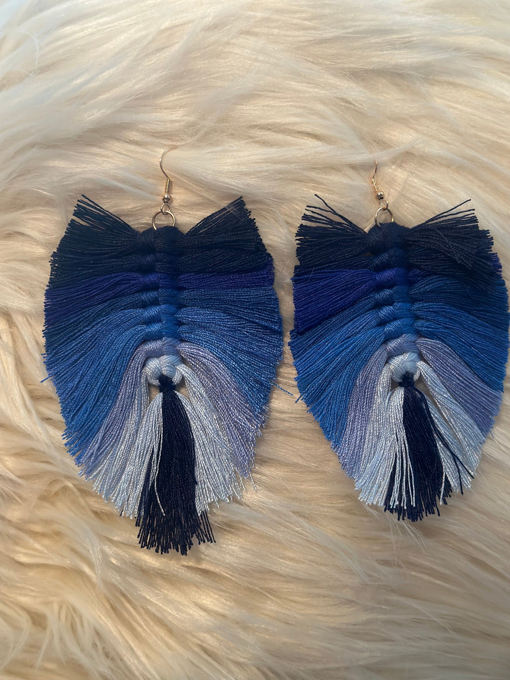 Hues of Blue Tassel Drop Earrings