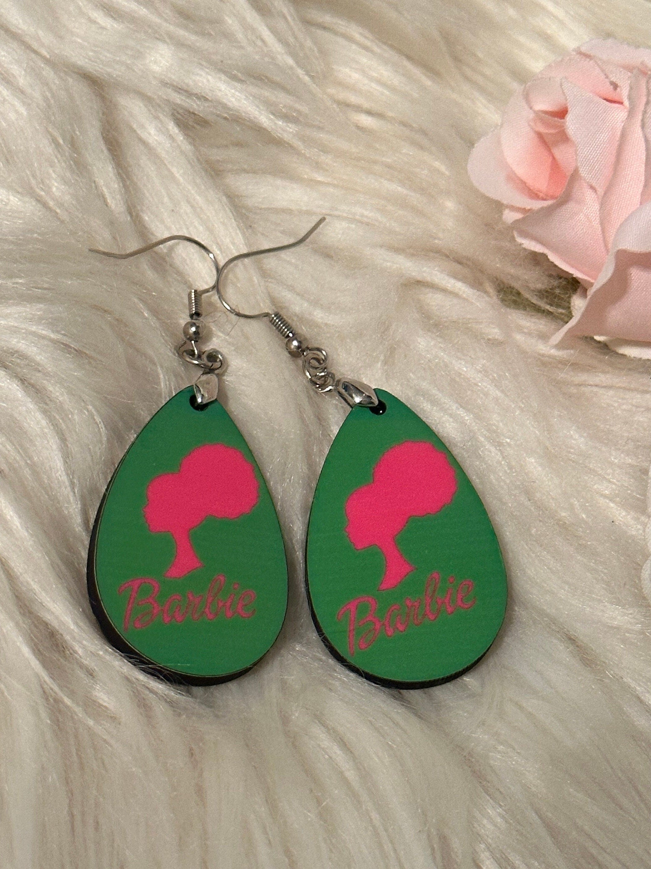 Fashion Earrings Pink and Green Afro Head