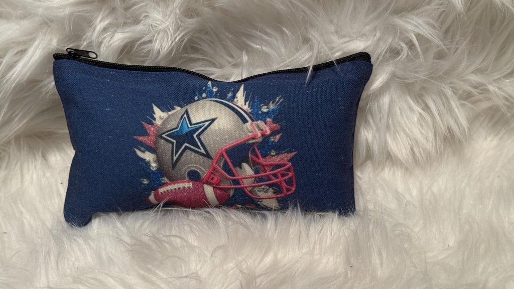 Cowboys Makeup Pouch and Earrings 3pc Set