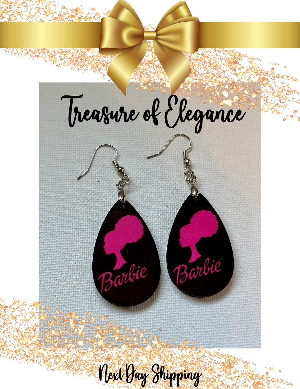 Fashion Earrings Pink and Black Afro Head