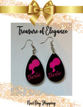 Fashion Earrings Pink and Black Afro Head