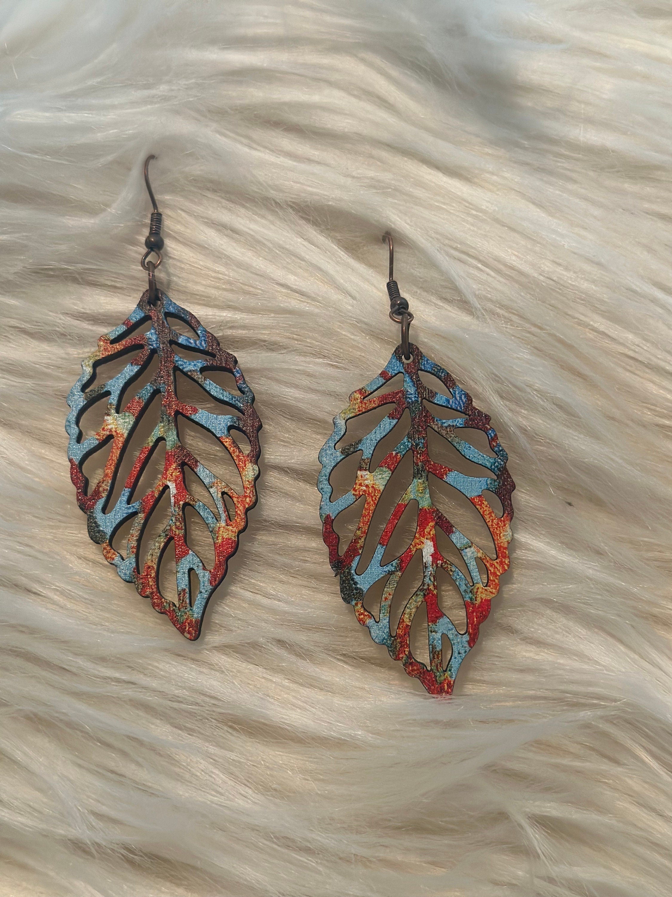 Leaf Drop Earrings Multicolor, teardrop, dangle earrings