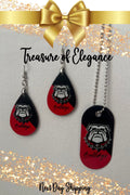 Game Day “Bulldogs ” Earrings and Dog Chain Set
