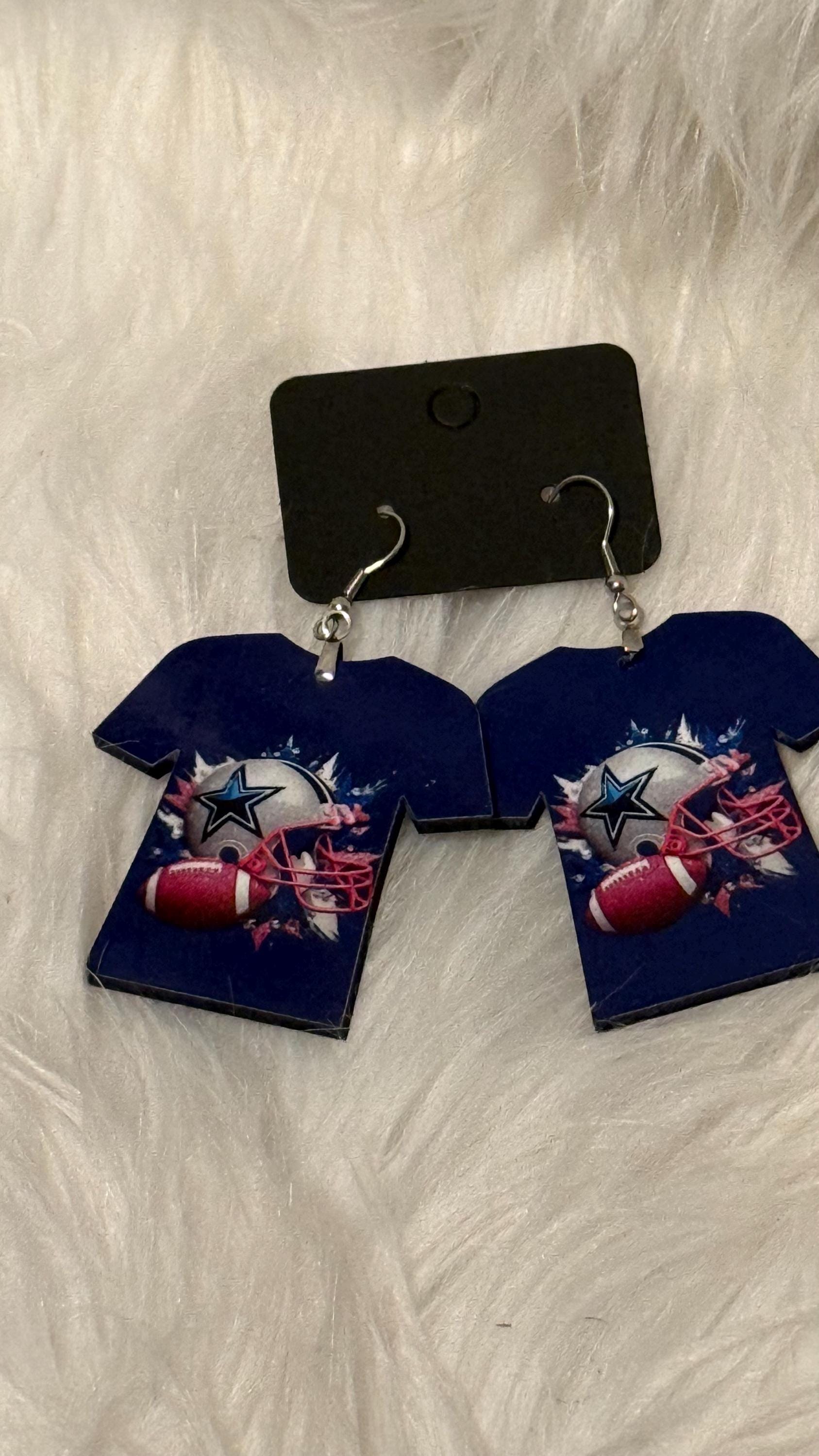 Cowboys Makeup Pouch and Earrings 3pc Set