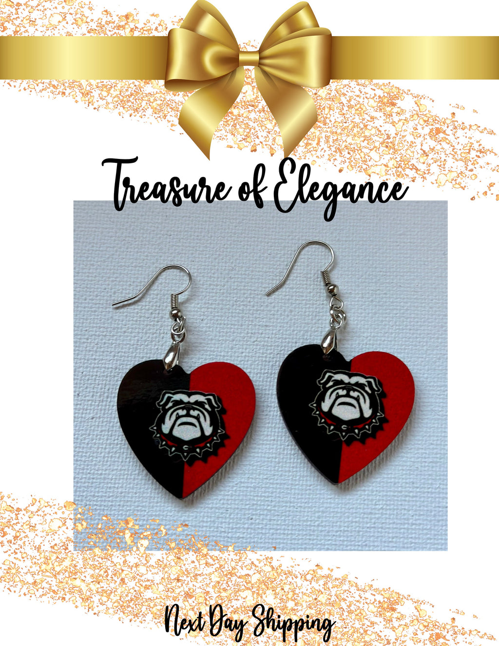 Game Day Heart Shaped Bulldog Earrings