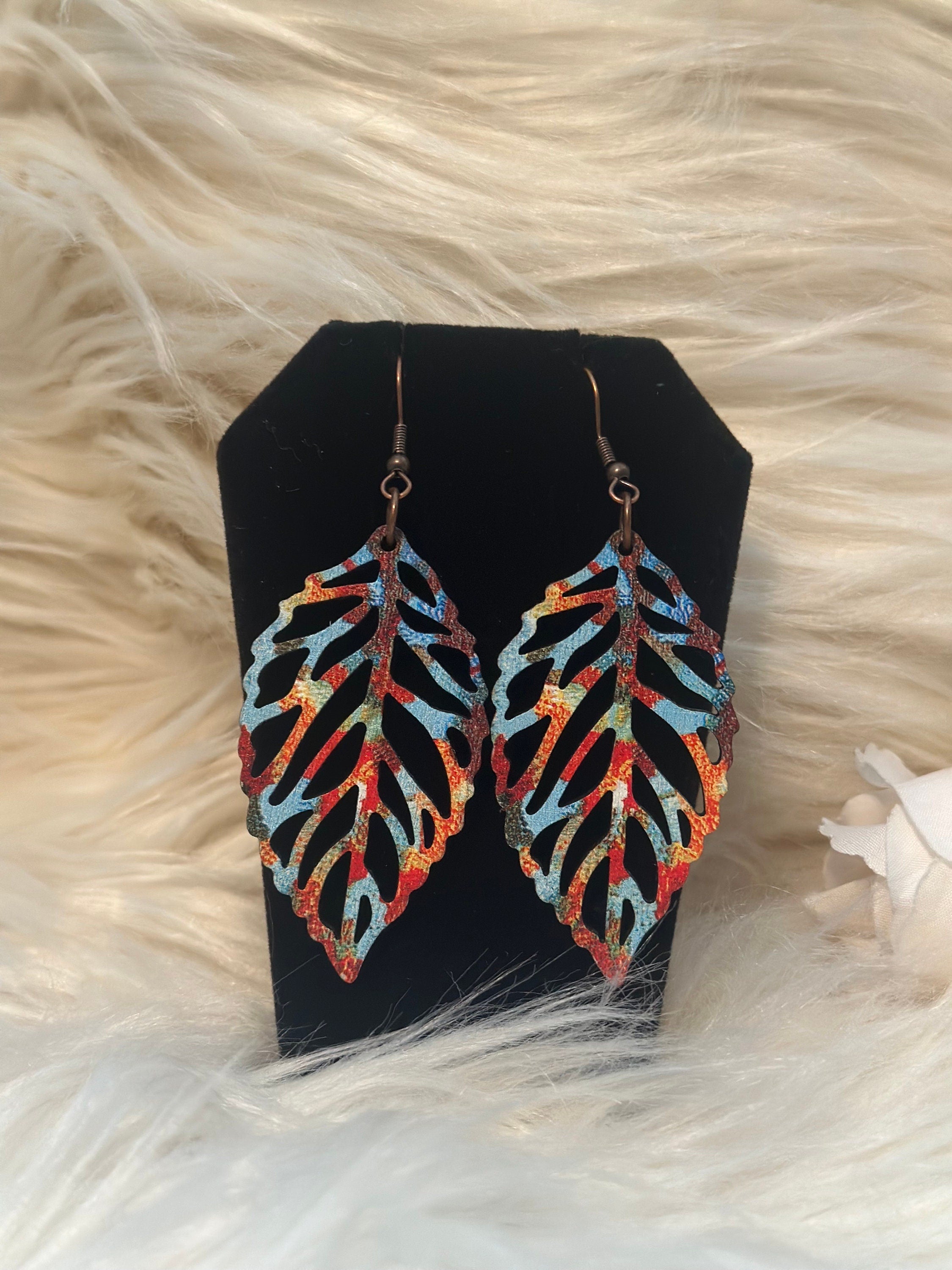 Leaf Drop Earrings Multicolor, teardrop, dangle earrings