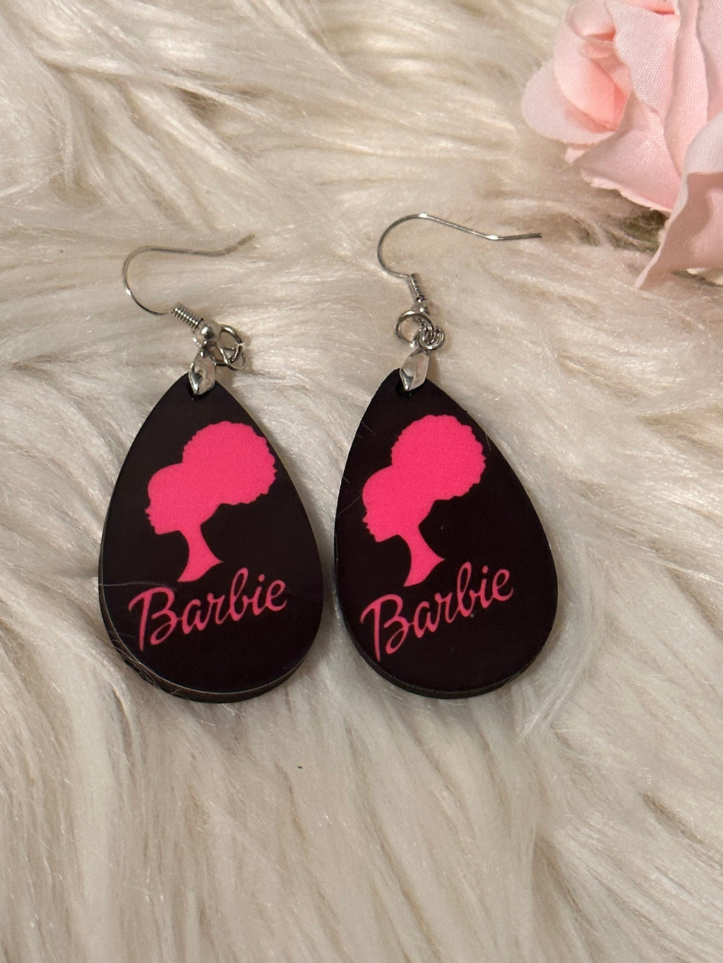 Fashion Earrings Pink and Black Afro Head